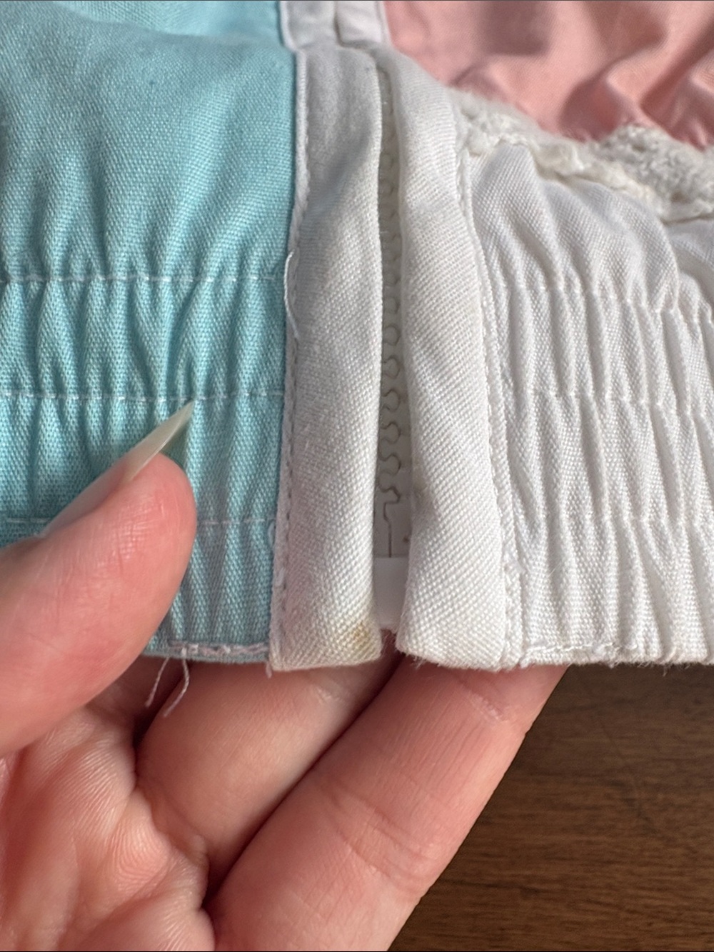 Vintage Pastel Patchwork Bomber Jacket in Pink, Mint, Blue & Cream - Cottagecore - Picture 12 of 13